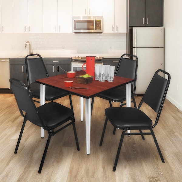 Regency Kahlo Square Table & Chair Sets, 48 W, 48 L, 29 H, Wood, Metal, Vinyl Top, Cherry TPL4848CHCM29BK - main